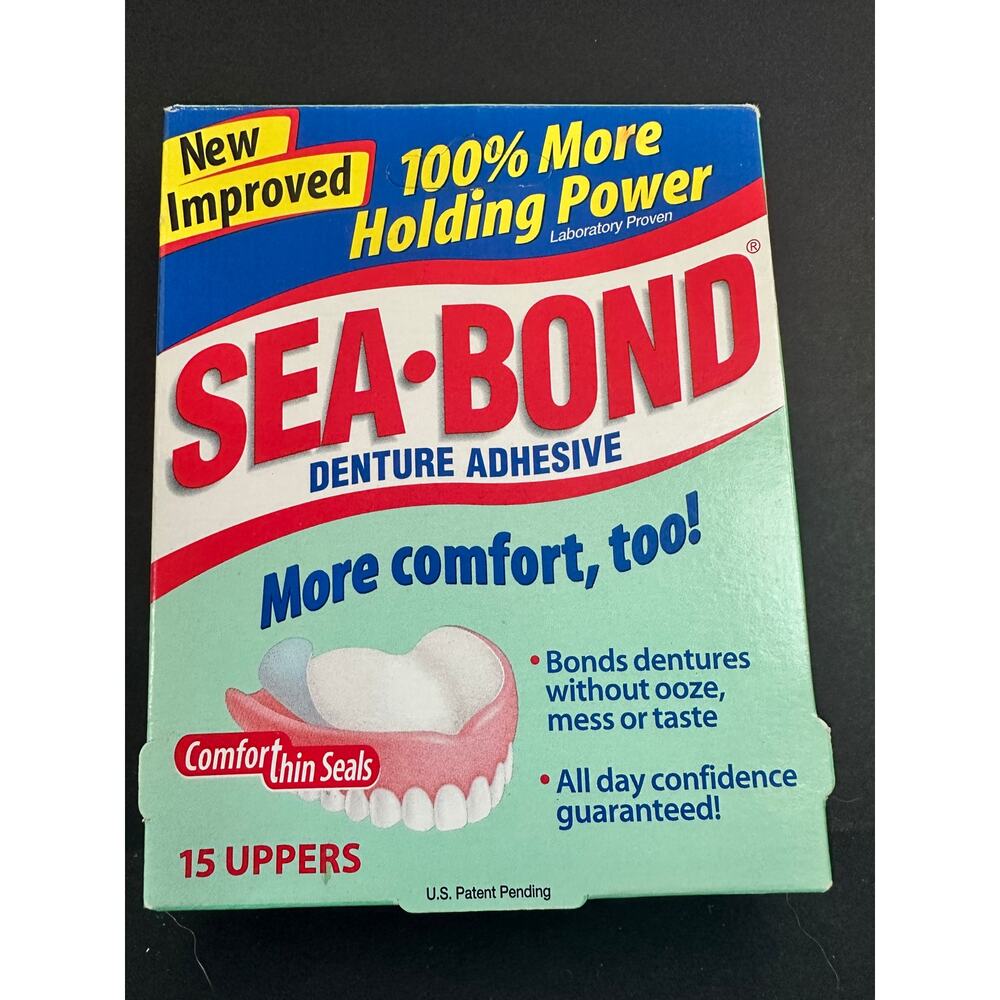NOS Sea Bond Denture Adhesive Comfort Thin Seals 15 Uppers